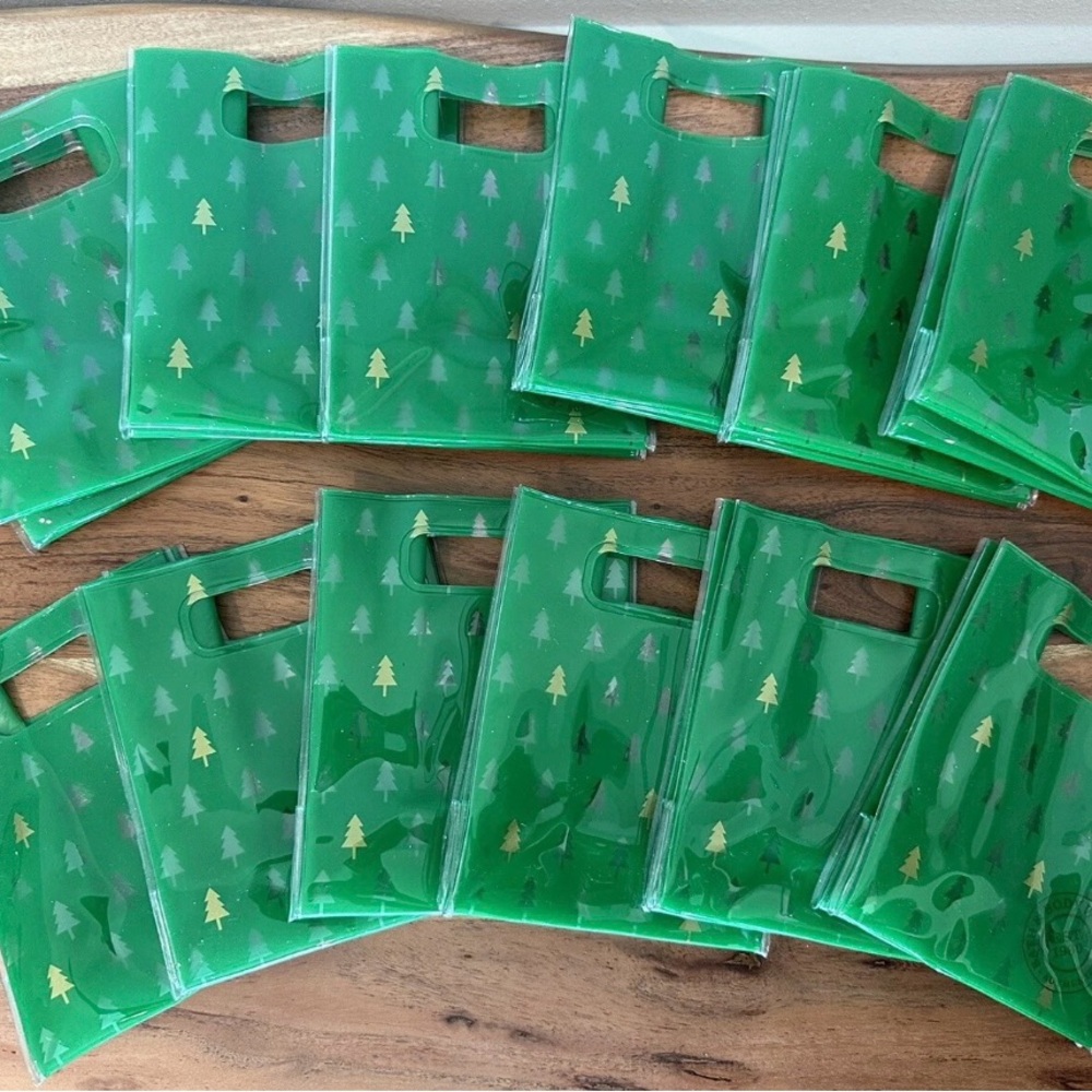 Bath & Body Works Set Of 12 Green Mini Christmas Tree Reusable Gift Bags